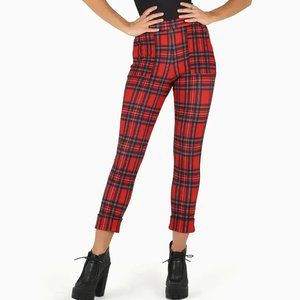 BlackMilk Tartan Red Cuffed Pants Limited